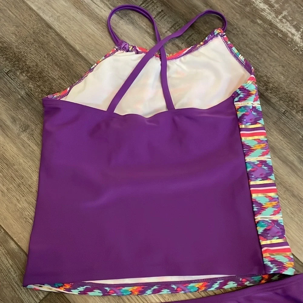 Circo purple metallic tankini swimsuit